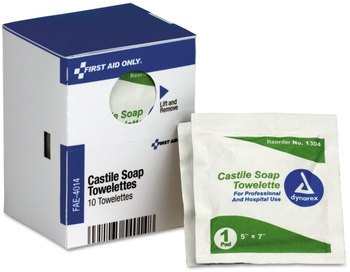 First Aid Only™ Refill for SmartCompliance™ General Business Cabinet Castile Soap Wipes, 5 x 7, 10/Box