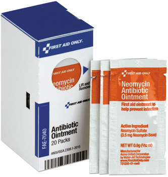 First Aid Only™ Refill for SmartCompliance™ General Business Cabinet Antibiotic Ointment, 0.9g Packet, 20/Box
