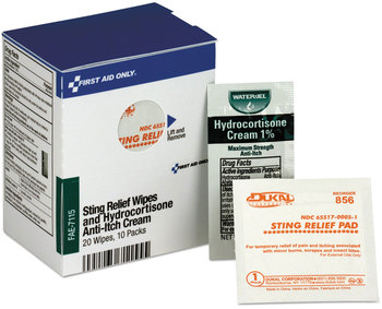 First Aid Only™ Refill for SmartCompliance™ General Business Cabinet 20 Sting Relief Wipes, 10 Hydrocortisone Packs