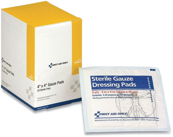 First Aid Only™ Sterile Pads Gauze 4 x 50/Box