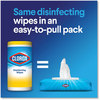 A Picture of product CLO-31430 Clorox® Disinfecting Wipes, Easy Pull Pack 1-Ply, 8 x 7, Fresh Scent, White, 75 Towels/Box