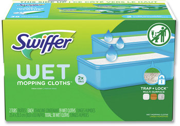 Swiffer® Sweeper TRAP + LOCK Wet Mop Cloth 8 x 10, White, Open Window Scent, 38/Pack