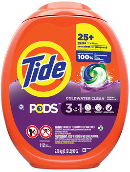 Tide® PODS™ Pods, Spring Meadow, 112 Pods/Tub, 4 Tubs/Carton