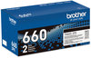 A Picture of product BRT-TN6602 Brother TN630, TN660 Toner TN6602PK High-Yield 2,600 Page-Yield, Black, 2/Pack