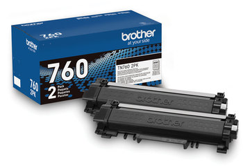 Brother TN760 Toner Cartridge TN7602PK High-Yield 3,000 Page-Yield, Black, 2/Pack