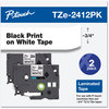A Picture of product BRT-TZE2412 Brother P-Touch® TZe Series Standard Adhesive Laminated Labeling Tape 0.7" x 26.2 ft, Black on White, 2/Pack