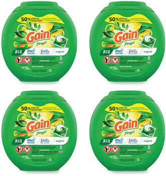 Gain® Flings™ Laundry Detergent Pods Original, 76 Pods/Tub, 4 Tubs/Carton