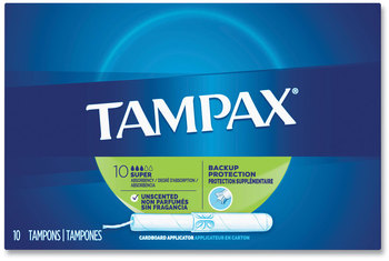 Tampax® Cardboard Applicator Tampons Super, 10/Box