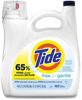 Tide® Free & Gentle™ Liquid Laundry Detergent and 107 Loads, 154 oz Pump Bottle