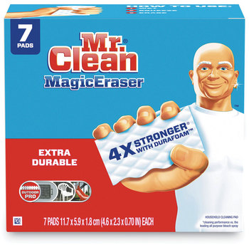 Mr. Clean® Magic Eraser Extra Durable Durable. 4.6 x 2.4, 0.7" Thick, White, 7/Pack