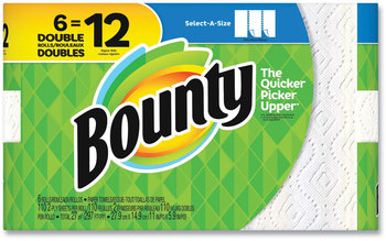 Bounty® Select-a-Size 2-Ply Kitchen Roll Paper Towels. 5.9 X 11 in. White. 110 sheets/roll, 6 rolls/carton.