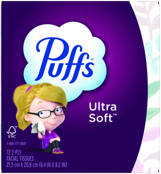Puffs® Ultra Soft™ Facial Tissue 2-Ply, White, 72 Sheets/Box, 24 Boxes/Carton