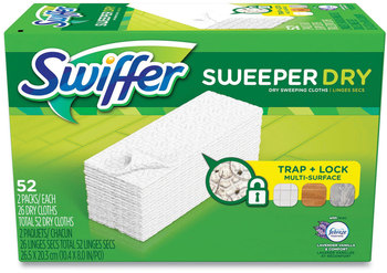 Swiffer® Dry Refill Cloths 1-Ply, 10.63" x 8", Lavender and Vanilla, White, 52/Box