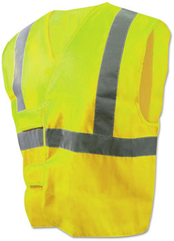 Boardwalk® Class 2 Safety Vests Standard, Lime Green/Silver