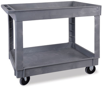 Boardwalk® Two-Shelf Utility Cart Plastic, 2 Shelves, 300 lb Capacity, 24" x 40" 31.5", Gray