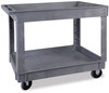 A Picture of product BWK-4024UCGRA Boardwalk® Two-Shelf Utility Cart Plastic, 2 Shelves, 300 lb Capacity, 24" x 40" 31.5", Gray