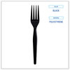 A Picture of product BWK-FORKHWPSBIW Boardwalk® Wrapped Heavyweight Polystyrene Cutlery Fork. Black. 1000 forks/carton.