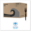 A Picture of product BWK-FORKHWPSBIW Boardwalk® Wrapped Heavyweight Polystyrene Cutlery Fork. Black. 1000 forks/carton.