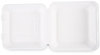 A Picture of product BWK-HINGEWF1CM9 Boardwalk® Bagasse Food Containers Hinged-Lid, 1-Compartment 9 x 3.19, White, Sugarcane, 100/Sleeve, 2 Sleeves/Carton