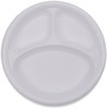 A Picture of product BWK-PLTHIPS10WH3 Boardwalk® Hi-Impact Plastic Dinnerware Plate, 3-Compartment, 10" dia, White, 500/Carton