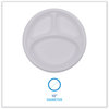 A Picture of product BWK-PLTHIPS10WH3 Boardwalk® Hi-Impact Plastic Dinnerware Plate, 3-Compartment, 10" dia, White, 500/Carton