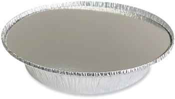 Boardwalk® Round Aluminum To-Go Containers with Lid 24 oz, 7" Diameter x 1.47"h, Silver 200/Carton