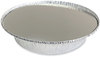 A Picture of product BWK-ROUND7COMBO Boardwalk® Round Aluminum To-Go Containers with Lid 24 oz, 7" Diameter x 1.47"h, Silver 200/Carton