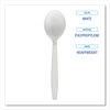 A Picture of product BWK-SOUPHWPPWH Boardwalk® Heavyweight Polypropylene Cutlery Soup Spoon. White. 1000/carton.