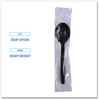 A Picture of product BWK-SSHWPPBIW Boardwalk® Heavyweight Wrapped Polypropylene Cutlery Soup Spoon. Black. 1,000/carton.