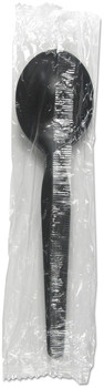 Boardwalk® Wrapped Heavyweight Polystyrene Cutlery Soup Spoon. Black. 1000 spoons/carton.