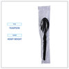 A Picture of product BWK-TSHWPSBIW Boardwalk® Wrapped Heavyweight Polystyrene Cutlery Teaspoon. Black. 1000 spoons/carton.