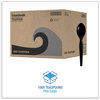 A Picture of product BWK-TSHWPSBIW Boardwalk® Wrapped Heavyweight Polystyrene Cutlery Teaspoon. Black. 1000 spoons/carton.