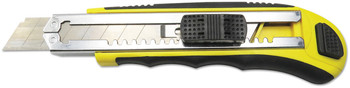 Boardwalk® Rubber-Gripped Retractable Snap Blade Knife 4" 5.5" Plastic/Rubber Handle, Black/Yellow