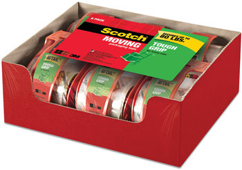 Scotch® Tough Grip Moving Packaging Tape with Dispenser, 3" Core, 1.88" x 22.2 yds, Clear, 6/Pack