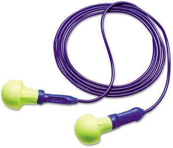 3M™ E·A·R™ Push-Ins™ Single-Use Earplugs Reusable Corded, 28 dB NRR, Blue/Yellow, 100 Pairs