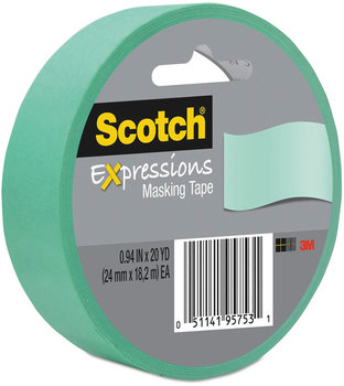 Scotch® Expressions Masking Tape 3" Core, 0.94" x 20 yds, Mint Green