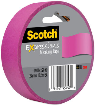Scotch® Expressions Masking Tape 3" Core, 0.94" x 20 yds, Fuchsia