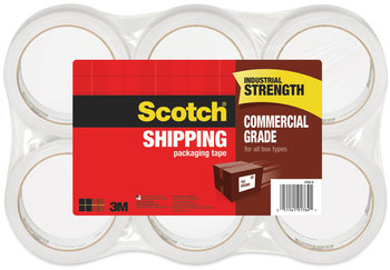 Scotch® 3750 Commercial Grade Packaging Tape 3" Core, 1.88" x 54.6 yds, Clear, 6/Pack