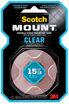 Scotch® Permanent Clear Mounting Tape Holds Up to 15 lbs, 1 x 60,