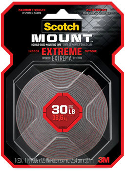 Scotch® Extreme Mounting Tape Holds Up to 30 lbs, 1 x 60, Black