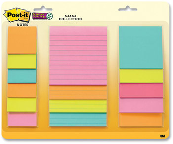 Post-it® Notes Super Sticky Pads in Supernova Neon Colors (6) Unruled 2" x (5) 3" (4) Note Ruled 4" 45 Sheets/Pad, 15 Pads/Set