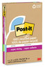 A Picture of product MMM-4621R4S Post-it® Notes Super Sticky 100% Recycled Paper Ruled, 4" x 6", Oasis, 45 Sheets/Pad, 4 Pads/Pack