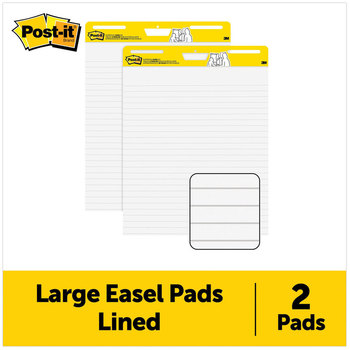 Post-it® Easel Pads Super Sticky Self-Stick Vertical-Orientation Presentation Format (1.5" Rule), 25 x 30, White, Sheets, 2/Pack