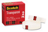 A Picture of product MMM-600H2 Scotch® Transparent Tape 1" Core, 0.5" x 36 yds, Crystal Clear, 2/Pack