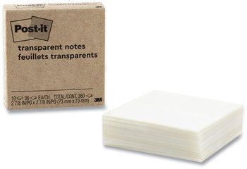 Post-it® Transparent Notes Unruled, 3" x 36 Sheets/Pad, 10 Pads/Pack