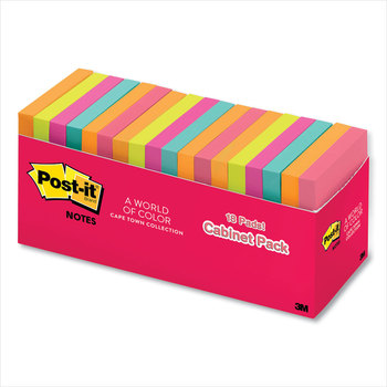 Post-it® Notes Original Pads in Cabinet Pack. 3 X 3 in. Poptimistic Colors Collection. 100 sheets/pad, 18 pads/pack.