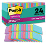 A Picture of product MMM-65424SSMIACP Post-it® Notes Super Sticky Pads in Cabinet Pack. 3 X 3 in. Supernova Neon Colors Collection. 70 sheets/pad, 24 pads/pack.