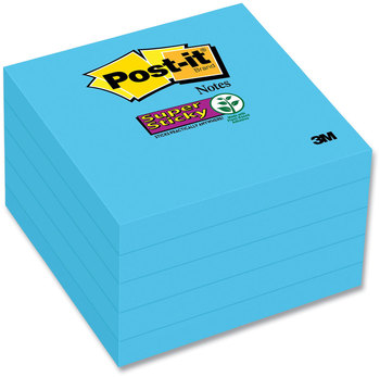 Post-it® Notes Super Sticky Self-Stick 3" x Electric Blue, 90 Sheets/Pad, 5 Pads/Pack