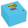 A Picture of product MMM-6545SSBE Post-it® Notes Super Sticky Self-Stick 3" x Electric Blue, 90 Sheets/Pad, 5 Pads/Pack