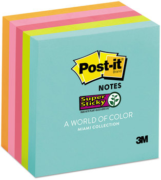 Post-it® Notes Super Sticky Pads in Supernova Neon Colors Collection 3" x 90 Sheets/Pad, 5 Pads/Pack